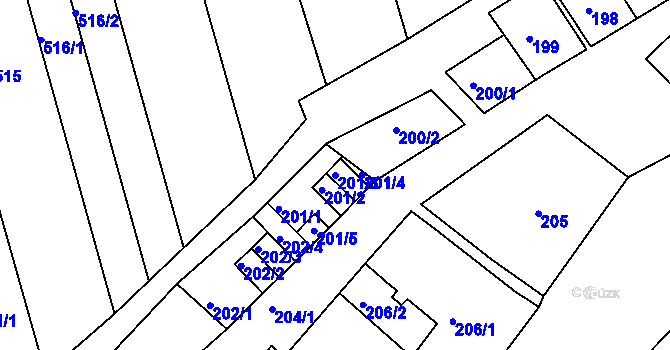 Parcela st. 201/3 v KÚ Dobšice u Znojma, Katastrální mapa