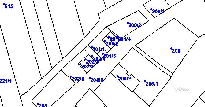 Parcela st. 201/5 v KÚ Dobšice u Znojma, Katastrální mapa