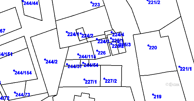 Parcela st. 226 v KÚ Dobšice u Znojma, Katastrální mapa