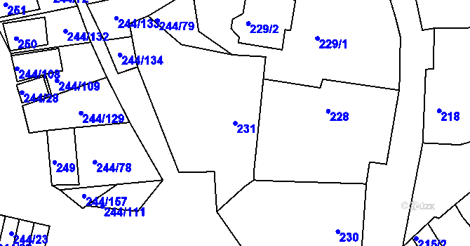 Parcela st. 231 v KÚ Dobšice u Znojma, Katastrální mapa