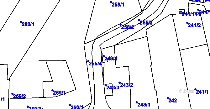 Parcela st. 243/4 v KÚ Dobšice u Znojma, Katastrální mapa
