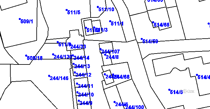 Parcela st. 244/8 v KÚ Dobšice u Znojma, Katastrální mapa
