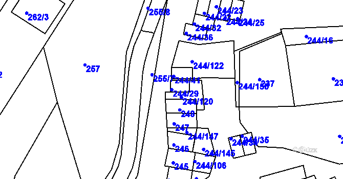 Parcela st. 244/29 v KÚ Dobšice u Znojma, Katastrální mapa