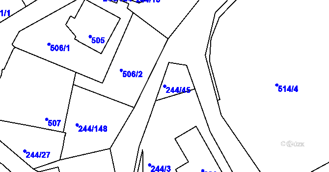 Parcela st. 244/45 v KÚ Dobšice u Znojma, Katastrální mapa