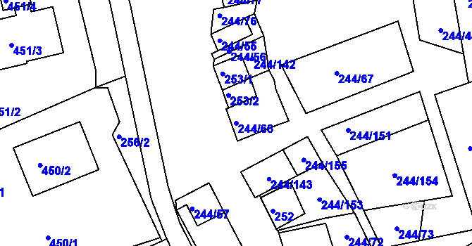 Parcela st. 244/66 v KÚ Dobšice u Znojma, Katastrální mapa