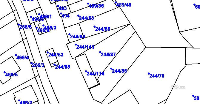 Parcela st. 244/87 v KÚ Dobšice u Znojma, Katastrální mapa