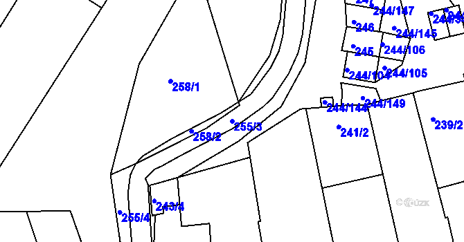 Parcela st. 255/3 v KÚ Dobšice u Znojma, Katastrální mapa