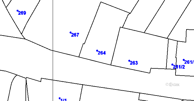 Parcela st. 264 v KÚ Dobšice u Znojma, Katastrální mapa