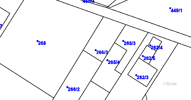 Parcela st. 266/3 v KÚ Dobšice u Znojma, Katastrální mapa