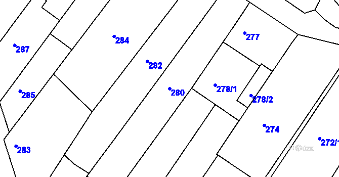 Parcela st. 280 v KÚ Dobšice u Znojma, Katastrální mapa