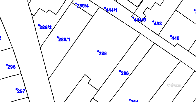 Parcela st. 288 v KÚ Dobšice u Znojma, Katastrální mapa