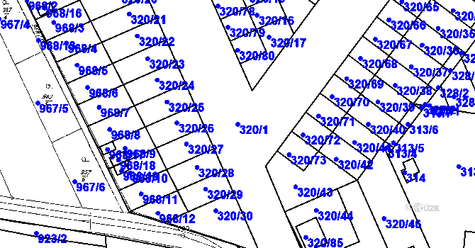 Parcela st. 320/1 v KÚ Dobšice u Znojma, Katastrální mapa