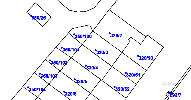 Parcela st. 320/3 v KÚ Dobšice u Znojma, Katastrální mapa