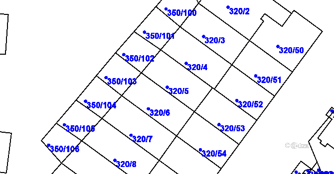 Parcela st. 320/5 v KÚ Dobšice u Znojma, Katastrální mapa