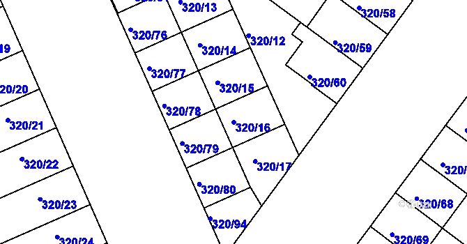Parcela st. 320/16 v KÚ Dobšice u Znojma, Katastrální mapa