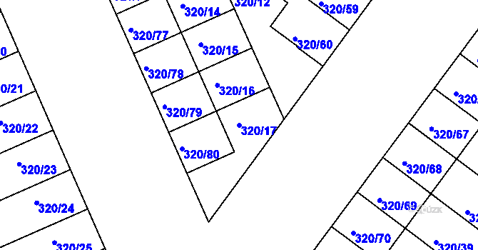 Parcela st. 320/17 v KÚ Dobšice u Znojma, Katastrální mapa