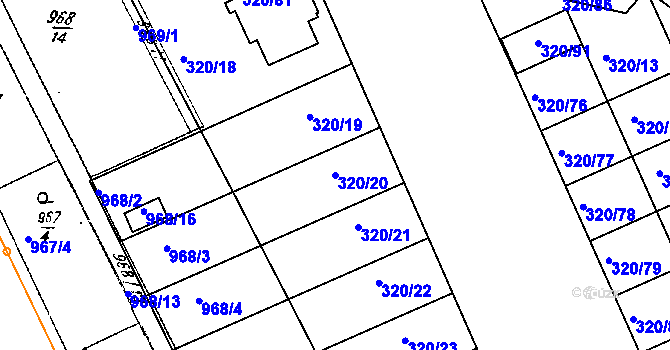 Parcela st. 320/20 v KÚ Dobšice u Znojma, Katastrální mapa