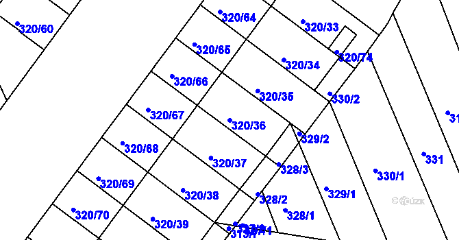 Parcela st. 320/36 v KÚ Dobšice u Znojma, Katastrální mapa