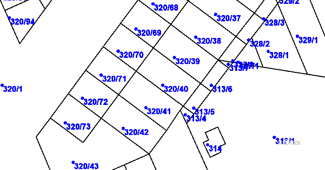 Parcela st. 320/40 v KÚ Dobšice u Znojma, Katastrální mapa