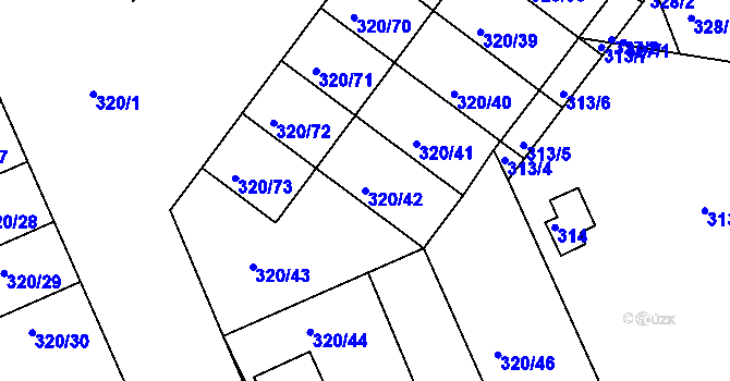 Parcela st. 320/42 v KÚ Dobšice u Znojma, Katastrální mapa
