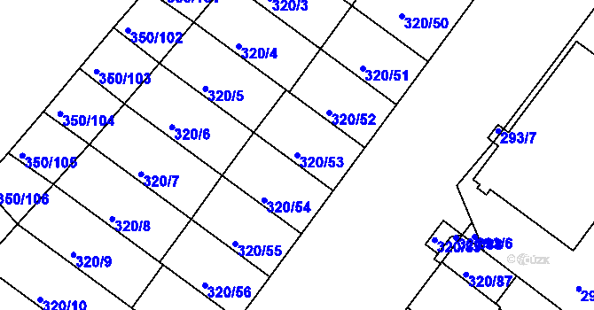 Parcela st. 320/53 v KÚ Dobšice u Znojma, Katastrální mapa