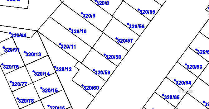 Parcela st. 320/58 v KÚ Dobšice u Znojma, Katastrální mapa
