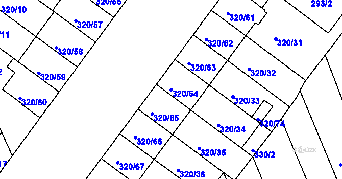 Parcela st. 320/64 v KÚ Dobšice u Znojma, Katastrální mapa