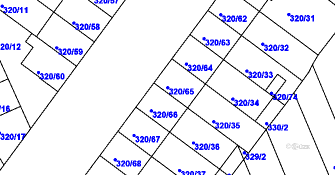 Parcela st. 320/65 v KÚ Dobšice u Znojma, Katastrální mapa
