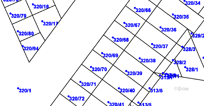 Parcela st. 320/69 v KÚ Dobšice u Znojma, Katastrální mapa