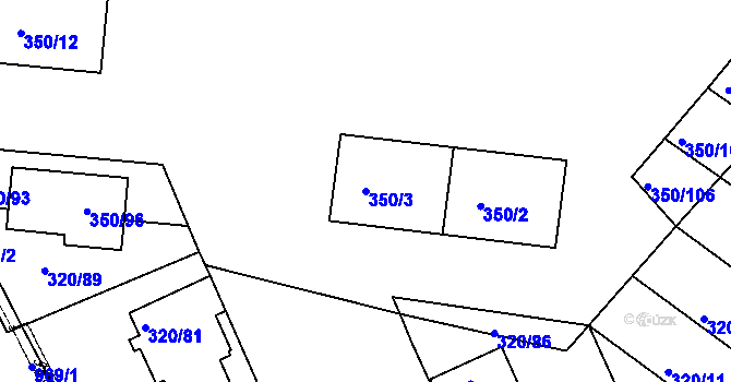 Parcela st. 350/3 v KÚ Dobšice u Znojma, Katastrální mapa