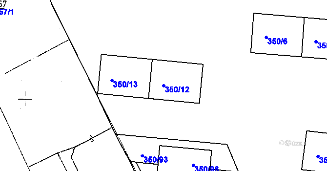 Parcela st. 350/12 v KÚ Dobšice u Znojma, Katastrální mapa