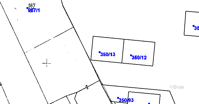 Parcela st. 350/13 v KÚ Dobšice u Znojma, Katastrální mapa