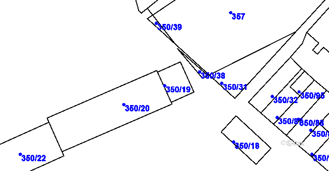 Parcela st. 350/19 v KÚ Dobšice u Znojma, Katastrální mapa
