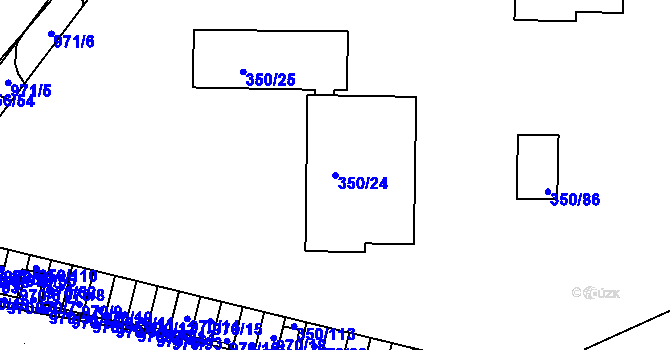 Parcela st. 350/24 v KÚ Dobšice u Znojma, Katastrální mapa