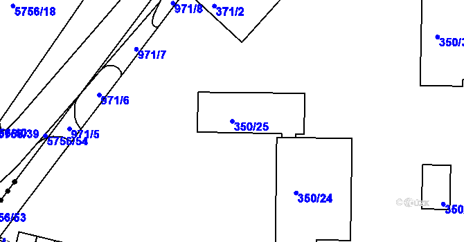 Parcela st. 350/25 v KÚ Dobšice u Znojma, Katastrální mapa