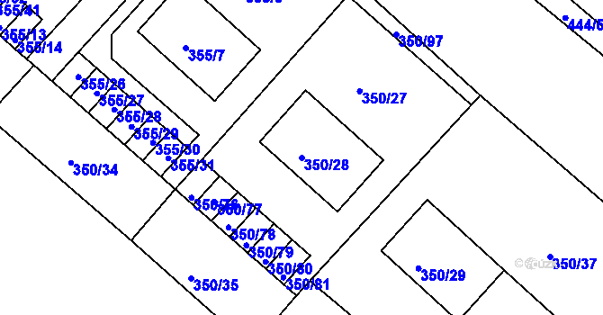 Parcela st. 350/28 v KÚ Dobšice u Znojma, Katastrální mapa