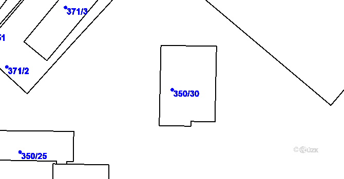 Parcela st. 350/30 v KÚ Dobšice u Znojma, Katastrální mapa