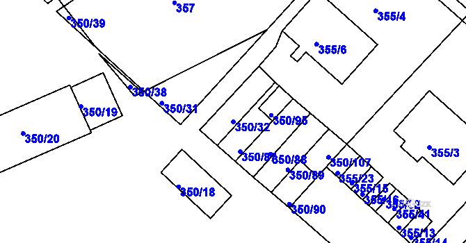 Parcela st. 350/32 v KÚ Dobšice u Znojma, Katastrální mapa