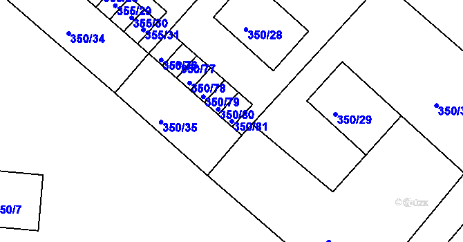 Parcela st. 350/81 v KÚ Dobšice u Znojma, Katastrální mapa