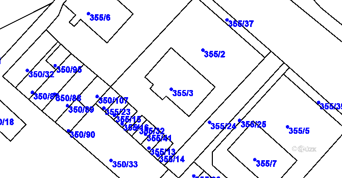 Parcela st. 355/3 v KÚ Dobšice u Znojma, Katastrální mapa