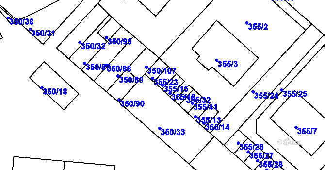 Parcela st. 355/15 v KÚ Dobšice u Znojma, Katastrální mapa