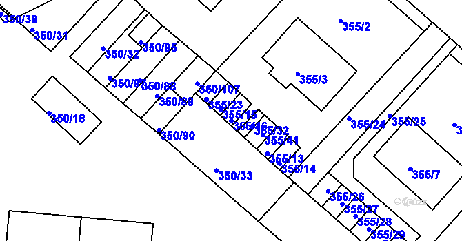 Parcela st. 355/16 v KÚ Dobšice u Znojma, Katastrální mapa