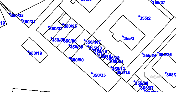 Parcela st. 355/23 v KÚ Dobšice u Znojma, Katastrální mapa
