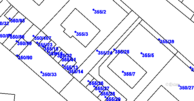 Parcela st. 355/24 v KÚ Dobšice u Znojma, Katastrální mapa