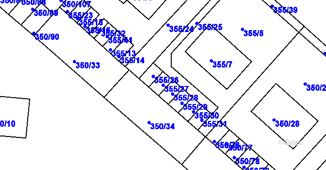Parcela st. 355/27 v KÚ Dobšice u Znojma, Katastrální mapa