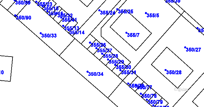 Parcela st. 355/28 v KÚ Dobšice u Znojma, Katastrální mapa