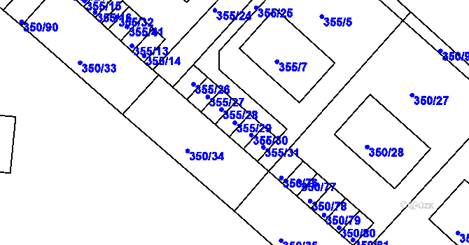 Parcela st. 355/29 v KÚ Dobšice u Znojma, Katastrální mapa