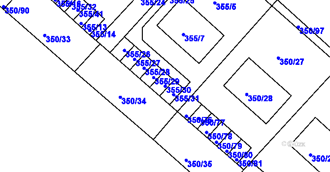 Parcela st. 355/30 v KÚ Dobšice u Znojma, Katastrální mapa