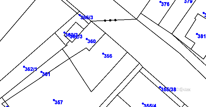 Parcela st. 356 v KÚ Dobšice u Znojma, Katastrální mapa