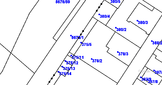 Parcela st. 375/5 v KÚ Dobšice u Znojma, Katastrální mapa